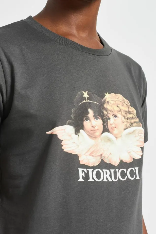 Angels TShirt Dark Grey Charcoal Grey Women Fiorucci Angels TShirt Dark Grey Charcoal Grey Women Fiorucci