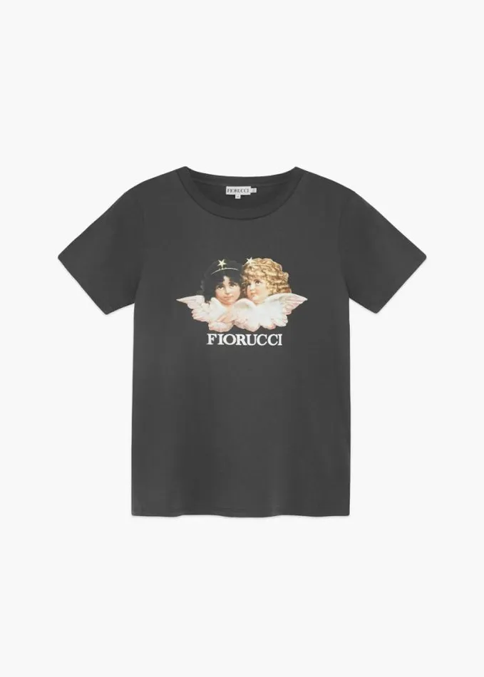 Angels TShirt Dark Grey Charcoal Grey Women Fiorucci Angels TShirt Dark Grey Charcoal Grey Women Fiorucci