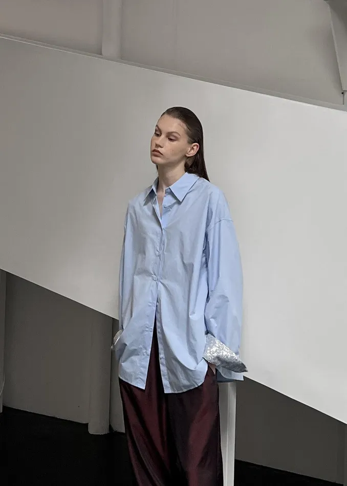 Aniston Button Up Shirt 8211 Sky Women The Frankie Shop Clothing