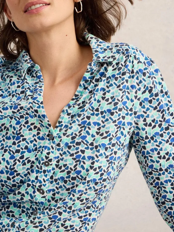 ANNIE COLLARED JERSEY SHIRT Blue Multi Women White Stuff Shirts and Blouses ANNIE COLLARED JERSEY SHIRT Blue Multi Women White Stuff Shirts and Blouses