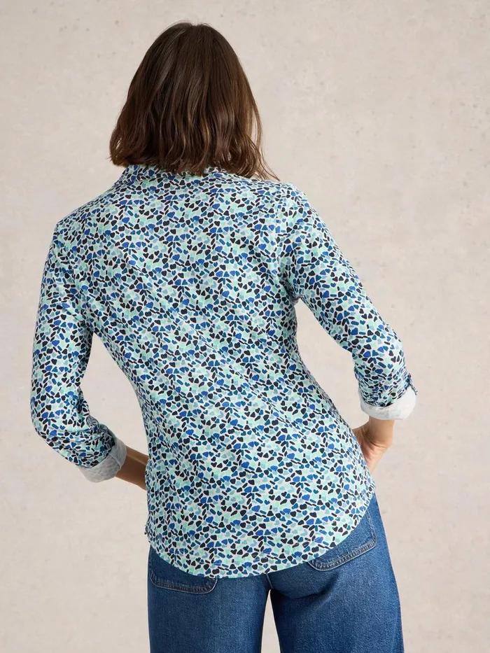 ANNIE COLLARED JERSEY SHIRT Blue Multi Women White Stuff Shirts and Blouses ANNIE COLLARED JERSEY SHIRT Blue Multi Women White Stuff Shirts and Blouses