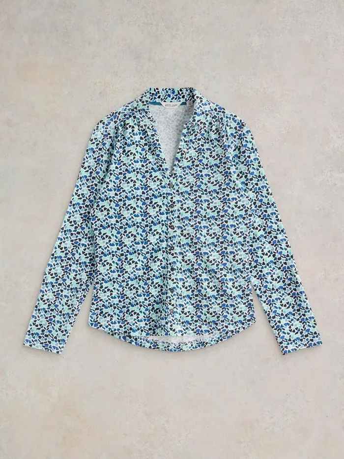 ANNIE COLLARED JERSEY SHIRT Blue Multi Women White Stuff Shirts and Blouses ANNIE COLLARED JERSEY SHIRT Blue Multi Women White Stuff Shirts and Blouses