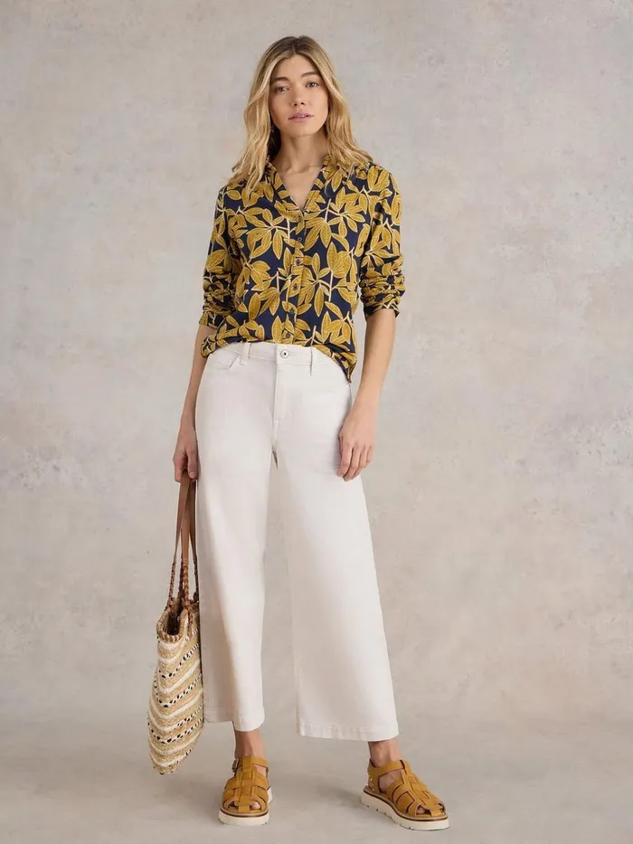 ANNIE LONG SLEEVE PRINTED SHIRT Navy Print Women White Stuff Tops and Tees