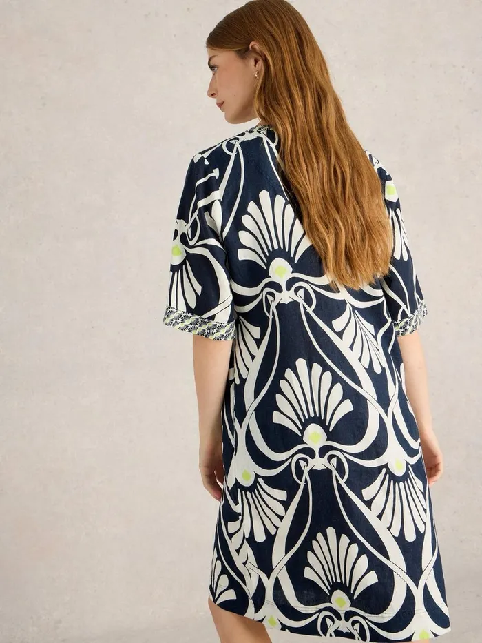 Ash Linen Dress Navy Print Women White Stuff Dresses Ash Linen Dress Navy Print Women White Stuff Dresses