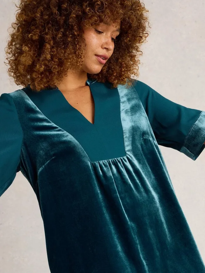 Ash Velvet Mix Dress Dk Teal Women White Stuff Dresses Ash Velvet Mix Dress Dk Teal Women White Stuff Dresses