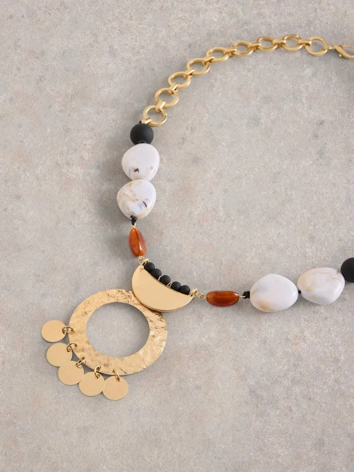 Aster Artisan Necklace Gold Tone Metallic Women White Stuff Necklaces