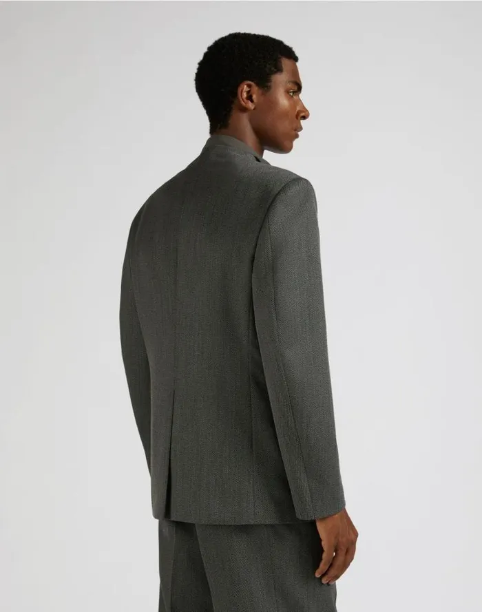 Attitude Singlebreasted Jacket Without Lapels In Grey And White Wool Men Lardini Blazer
