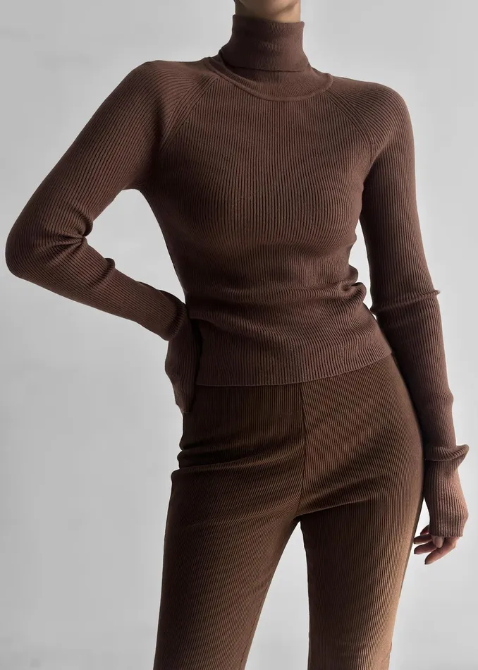 Aubree Turtleneck 8211 Brown Women The Frankie Shop Clothing