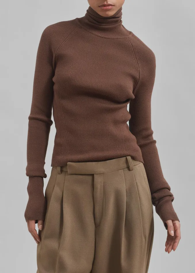 Aubree Turtleneck 8211 Brown Women The Frankie Shop Clothing