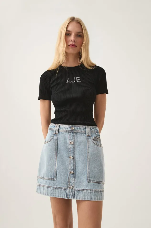 Aura Denim Mini Skirt Sea Spray Wash Women Aje Skirts