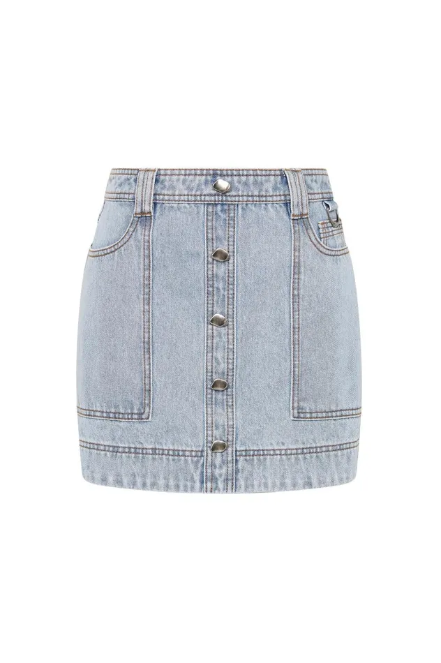 Aura Denim Mini Skirt Sea Spray Wash Women Aje Skirts Aura Denim Mini Skirt Sea Spray Wash Women Aje Skirts