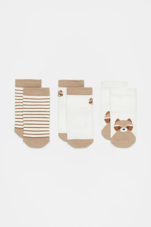 Baby Racoon Sock 3 Pack Sand Seed Heritage Socks