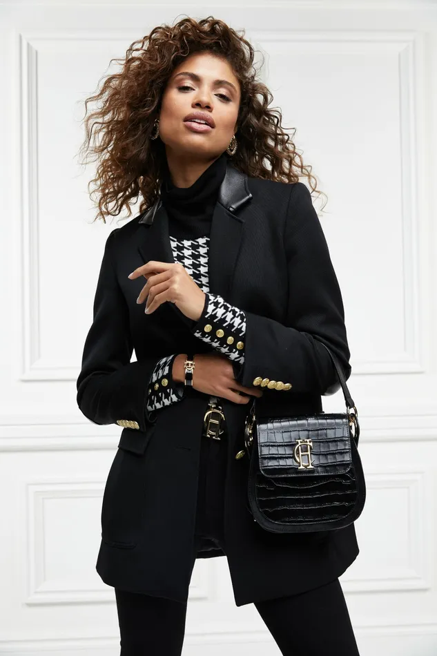 Bags Holland Cooper Womens Chelsea Saddle Bag Black Croc Bags Holland Cooper Womens Chelsea Saddle Bag Black Croc
