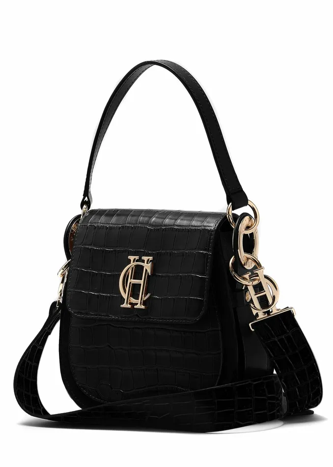 Bags Holland Cooper Womens Chelsea Saddle Bag Black Croc Bags Holland Cooper Womens Chelsea Saddle Bag Black Croc