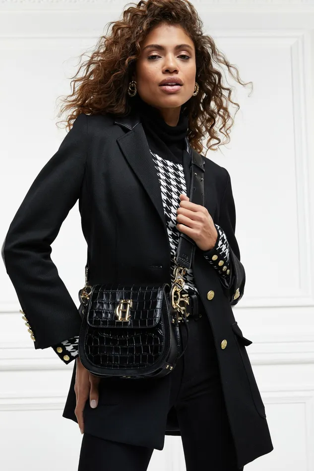 Bags Holland Cooper Womens Chelsea Saddle Bag Black Croc Bags Holland Cooper Womens Chelsea Saddle Bag Black Croc