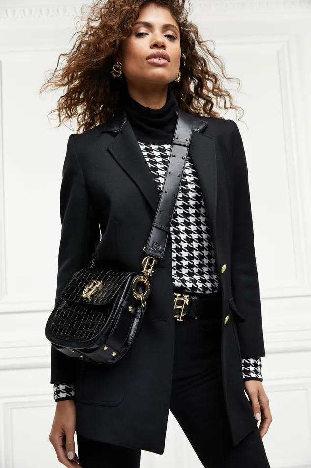 Bags Holland Cooper Womens Chelsea Saddle Bag Black Croc Bags Holland Cooper Womens Chelsea Saddle Bag Black Croc