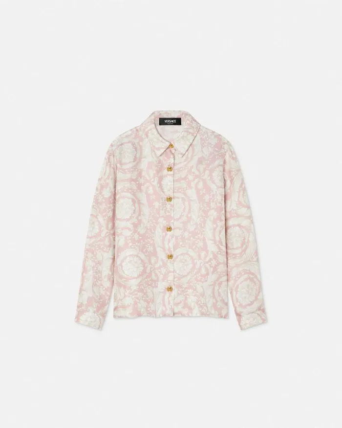 Barocco Kids Silk Shirt Pinkprint Children Versace Clothing
