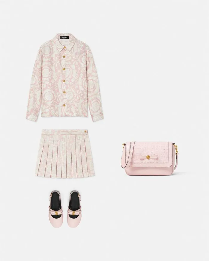 Barocco Kids Silk Shirt Pinkprint Children Versace Clothing