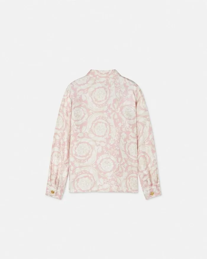 Barocco Kids Silk Shirt Pinkprint Children Versace Clothing