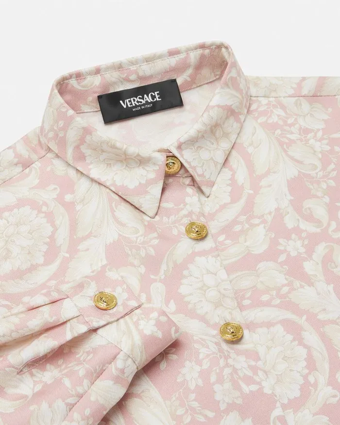 Barocco Kids Silk Shirt Pinkprint Children Versace Clothing