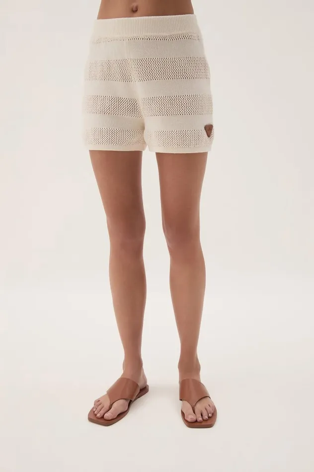Bather Knit Short Ivory Women Aje Shorts Bather Knit Short Ivory Women Aje Shorts