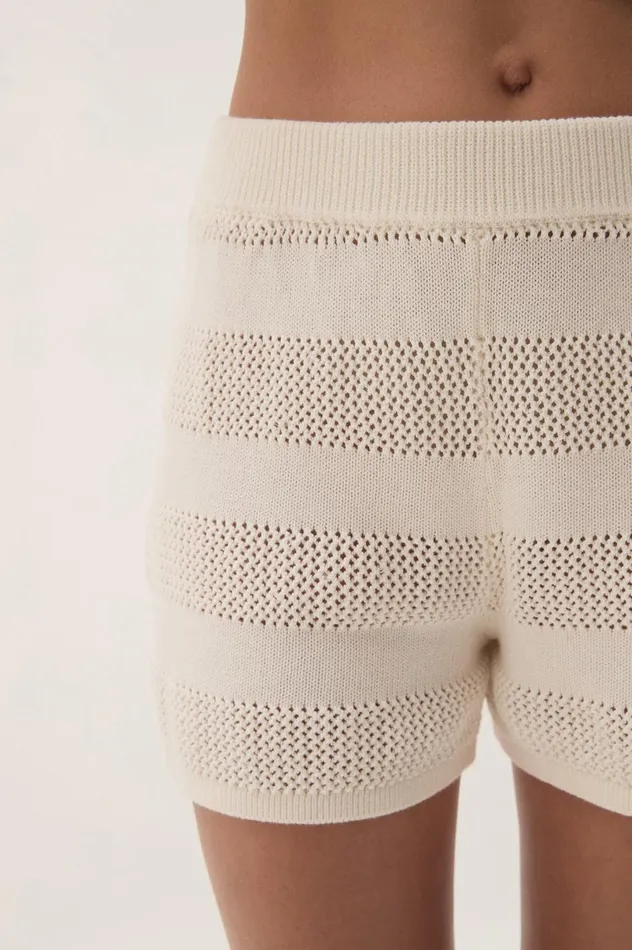 Bather Knit Short Ivory Women Aje Shorts Bather Knit Short Ivory Women Aje Shorts