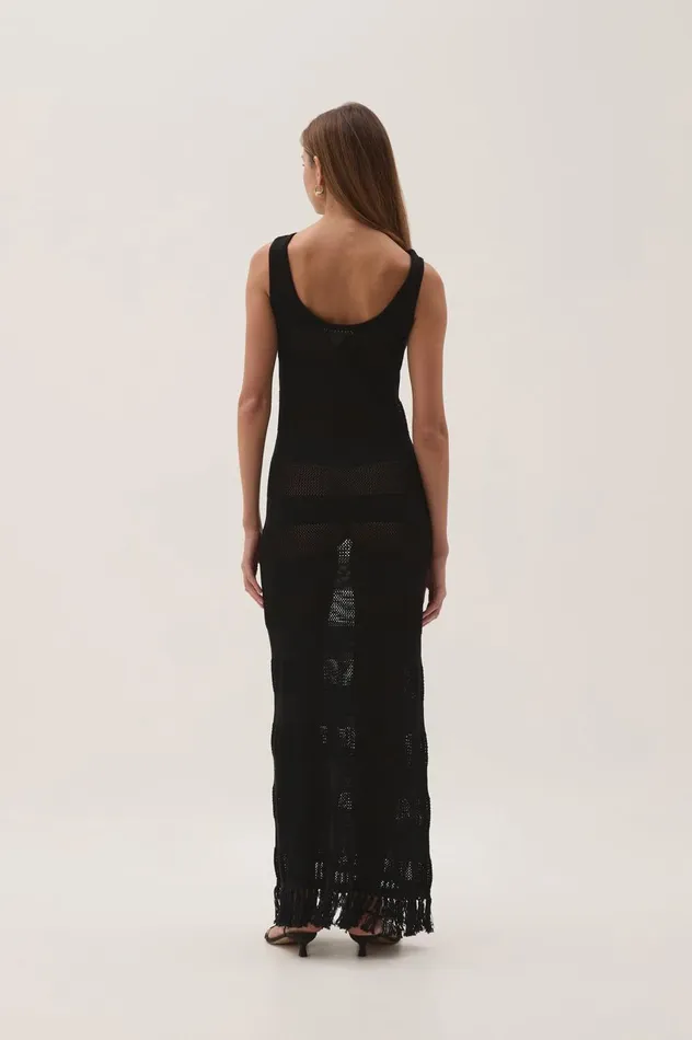 Bather Open Knit Midi Dress Black Women Aje Dresses Bather Open Knit Midi Dress Black Women Aje Dresses