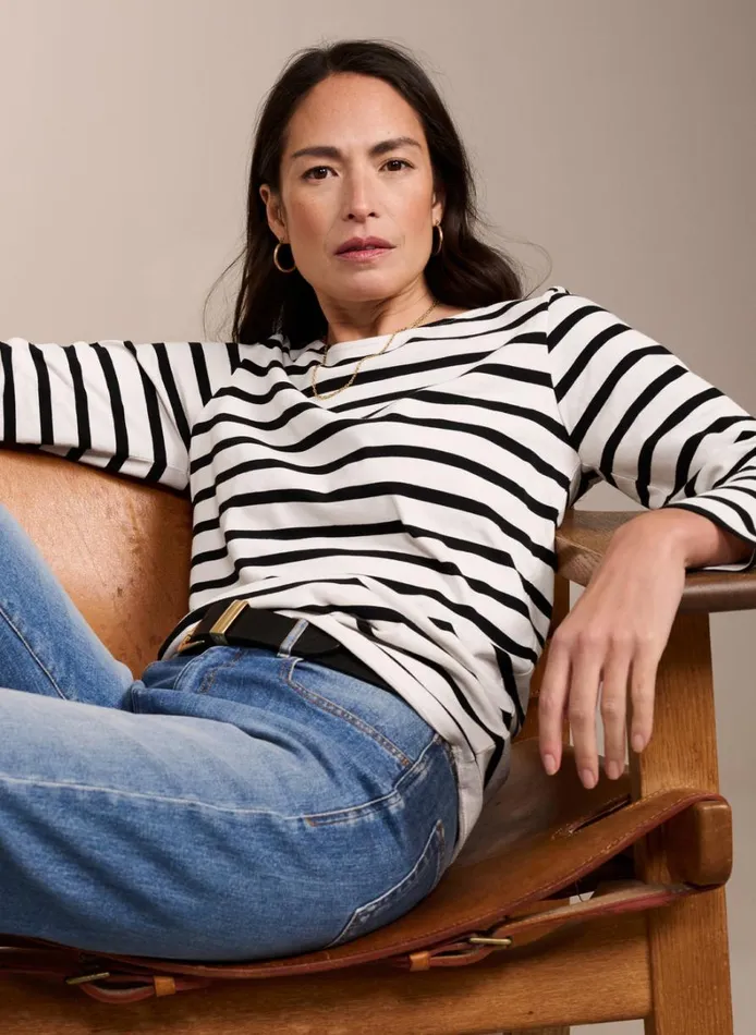 Baukjen Ashley Organic Cotton Top Antique White and Caviar Black Clothing
