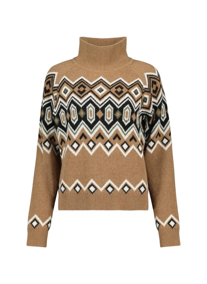 Baukjen Harlow Wool Blend IntarsiaJumper Taupe Mix Clothing