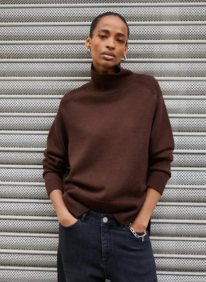 Baukjen Iola Nativa Regenerative Merino Turtleneck Jumper Dark Chocolate Clothing