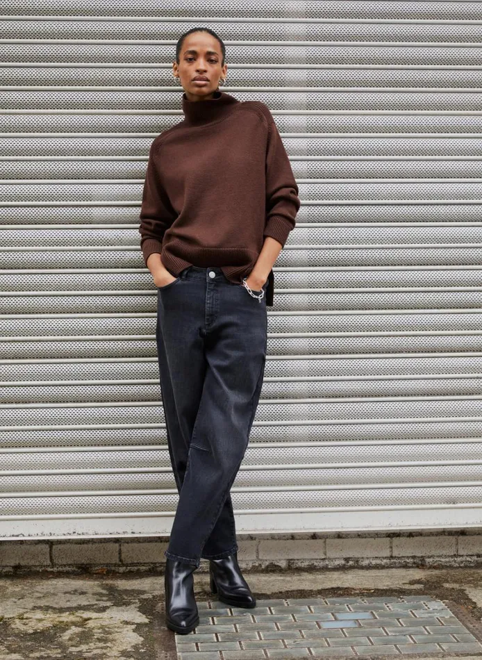 Baukjen Iola Nativa Regenerative Merino Turtleneck Jumper Dark Chocolate Clothing