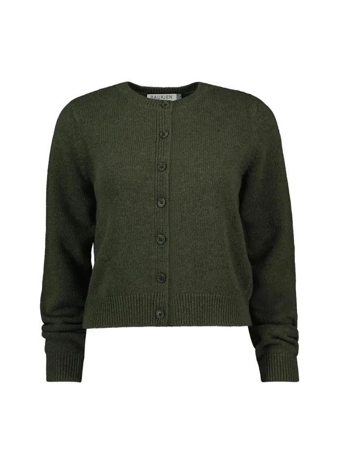 Baukjen Marie Wool BlendCrew Neck Cardigan Khaki Clothing
