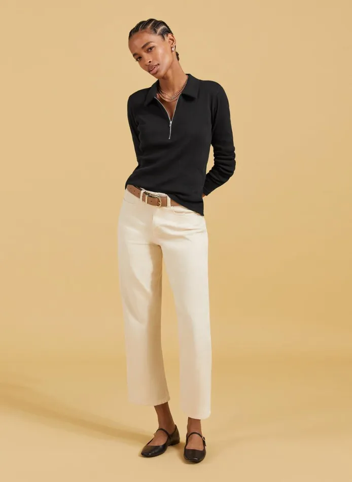Baukjen Organic Stretch Cotton Crop Straight LegJeans Ecru Clothing