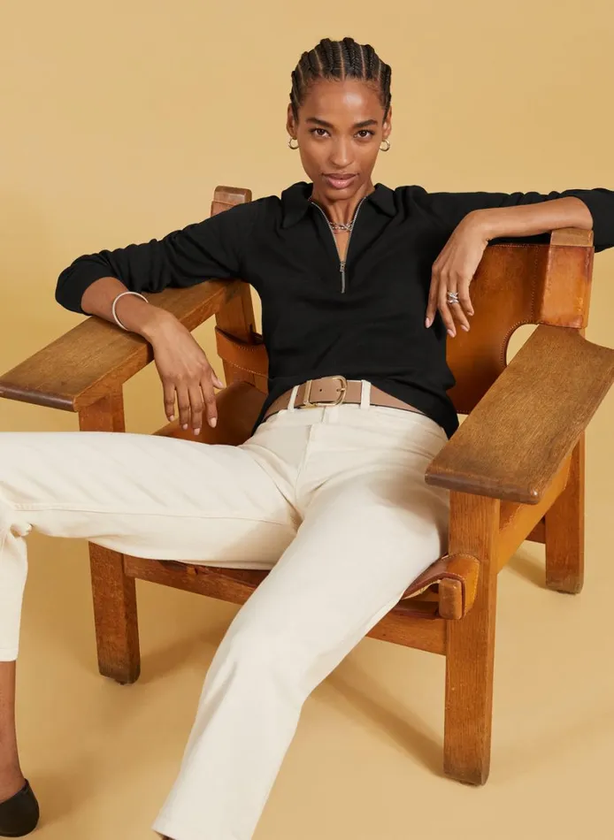 Baukjen Organic Stretch Cotton Crop Straight LegJeans Ecru Clothing