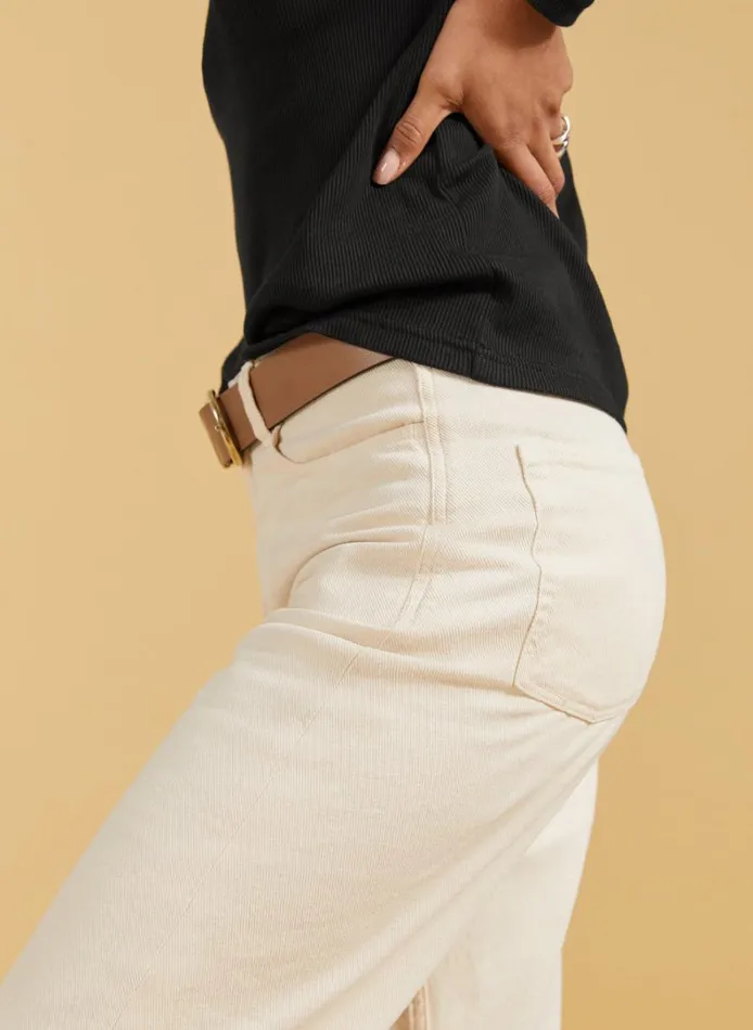 Baukjen Organic Stretch Cotton Crop Straight LegJeans Ecru Clothing