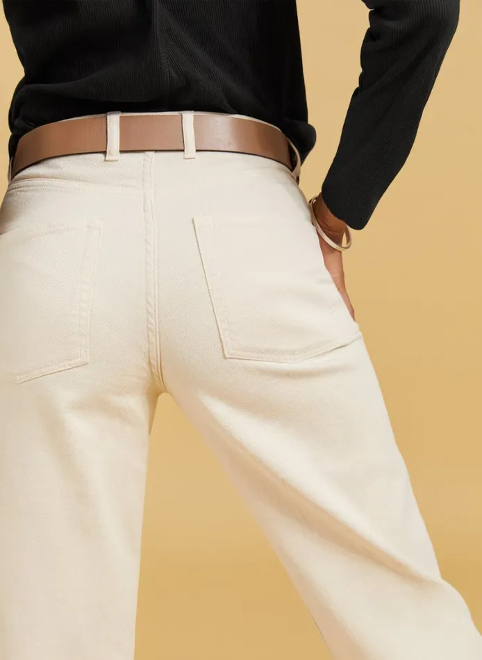 Baukjen Organic Stretch Cotton Crop Straight LegJeans Ecru Clothing
