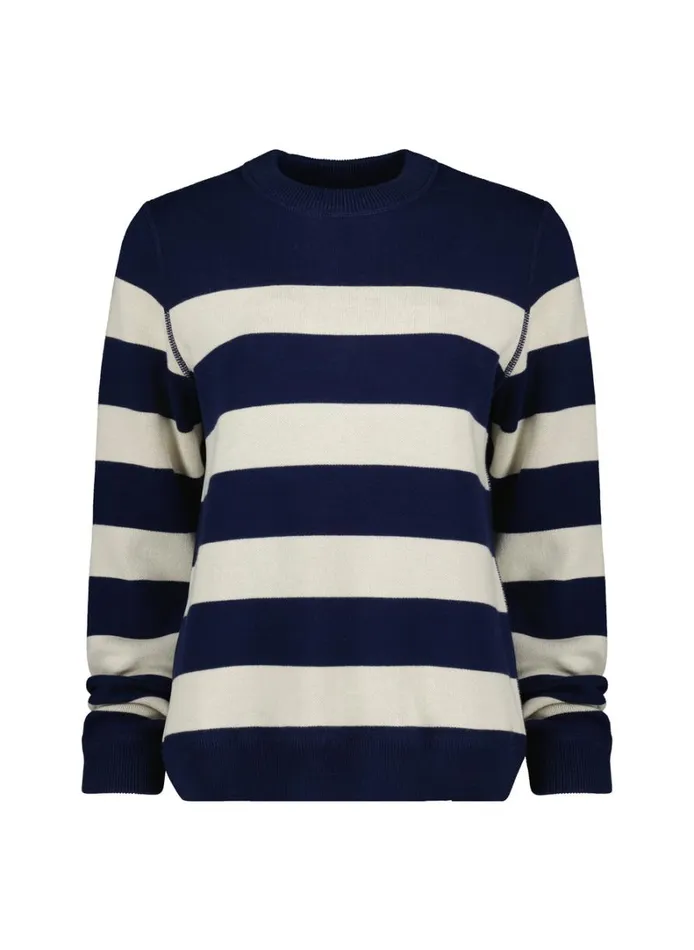Baukjen Vivien Reversible Organic Cotton Jumper Navy And Cream Clothing