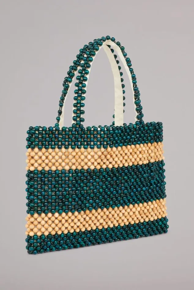 Beaded Logo Tote Bag Green Os Accessories Fiorucci Beaded Logo Tote Bag Green Os Accessories Fiorucci