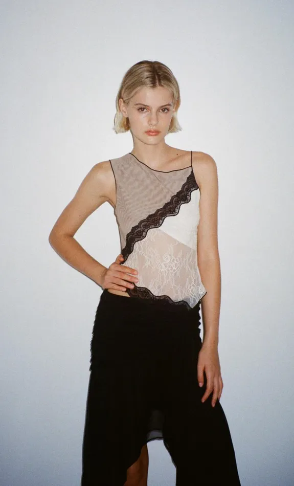 Bec Bridge ABRIELLE ASYM TANK 8211 TAUPEIVORY Women Sleeveless