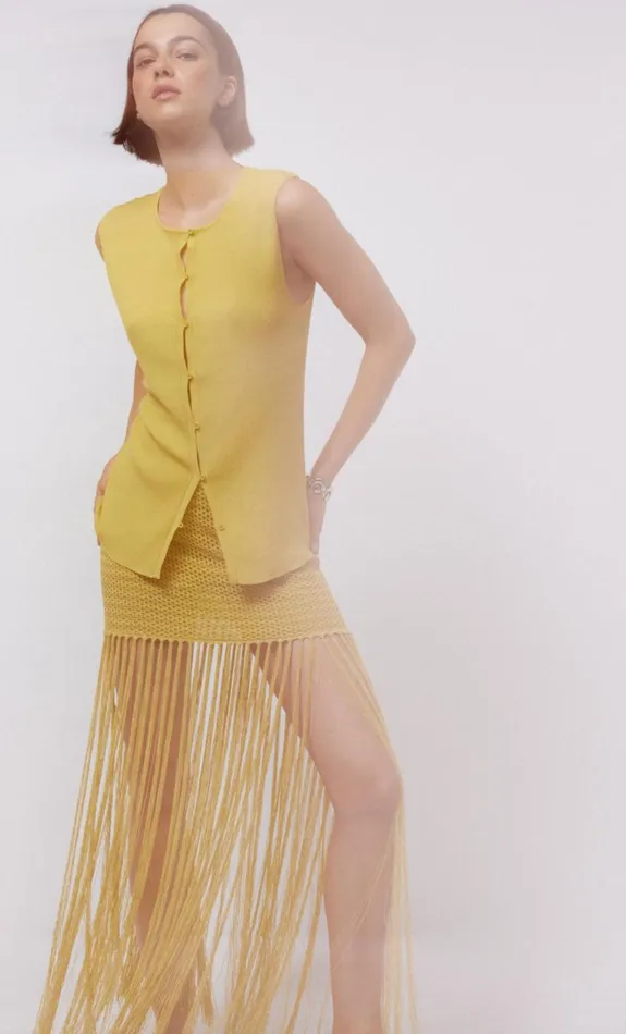 Bec Bridge CALISTA FRINGE MINI SKIRT 8211 CITRUS Women Skirts