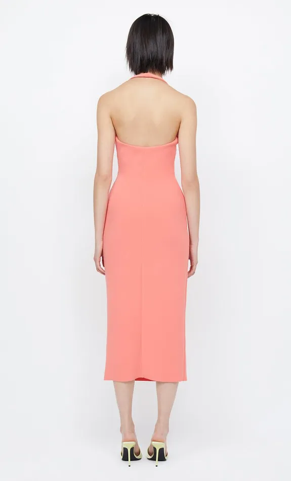 Bec Bridge CYNDIE HALTER MIDI DRESS 8211 CORAL Women Wedding Guest