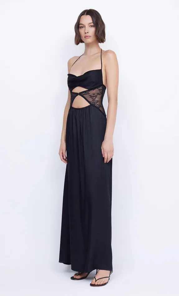 Bec Bridge SANTAL HALTER MAXI DRESS 8211 BLACK Women Prom Dresses