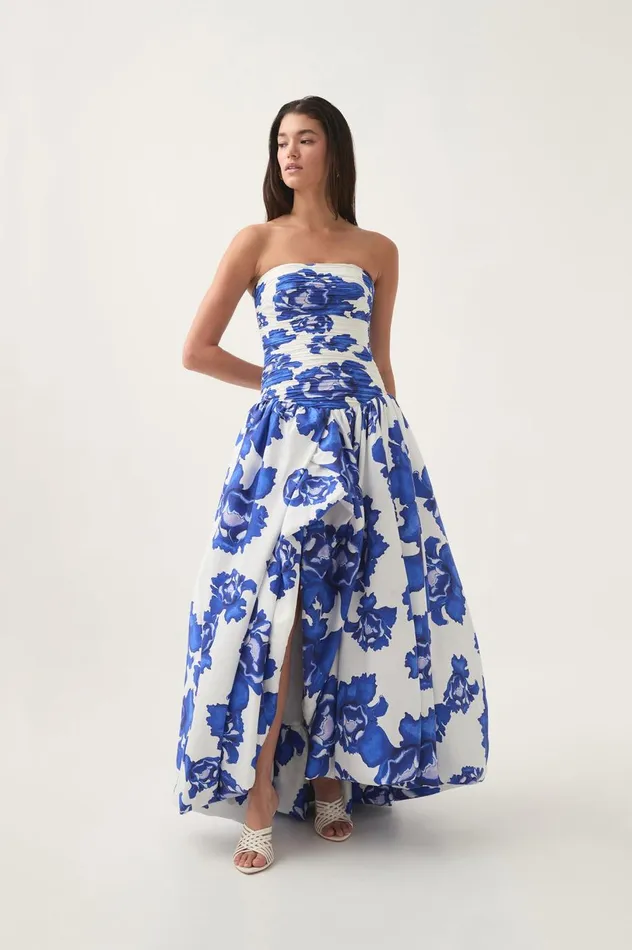 Behold Maxi Dress Boldly Blooming Cobalt Women Aje Dresses