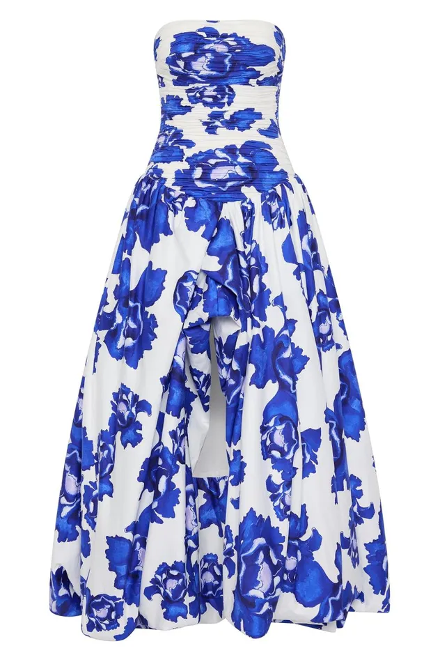 Behold Maxi Dress Boldly Blooming Cobalt Women Aje Dresses Behold Maxi Dress Boldly Blooming Cobalt Women Aje Dresses