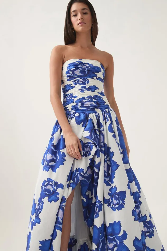 Behold Maxi Dress Boldly Blooming Cobalt Women Aje Dresses Behold Maxi Dress Boldly Blooming Cobalt Women Aje Dresses