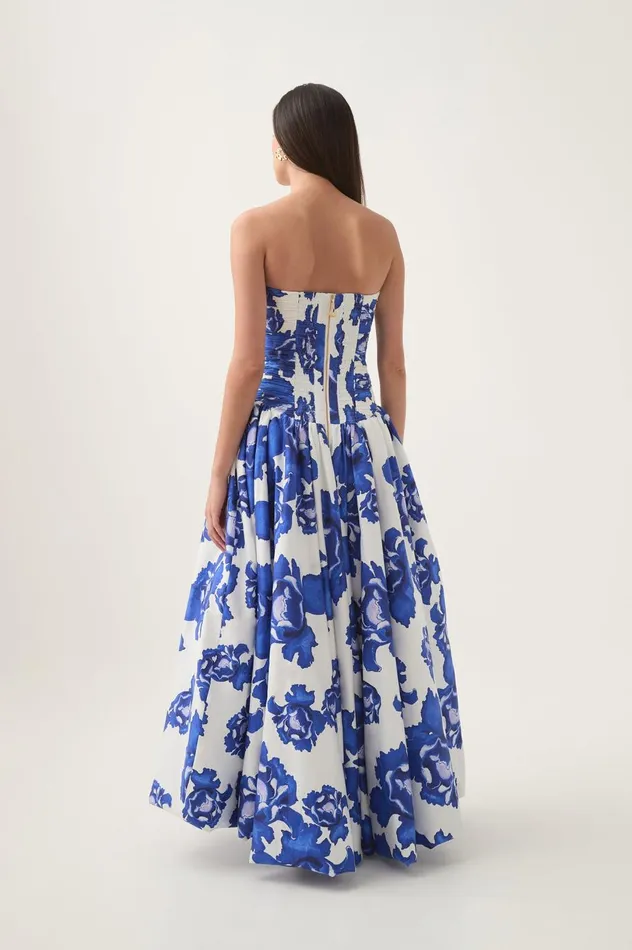Behold Maxi Dress Boldly Blooming Cobalt Women Aje Dresses Behold Maxi Dress Boldly Blooming Cobalt Women Aje Dresses