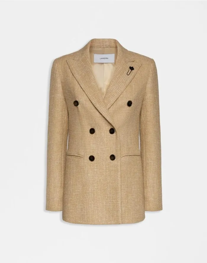 Beige Doublebreasted Jacket In Wool Blend Tweed Women Lardini Blazer