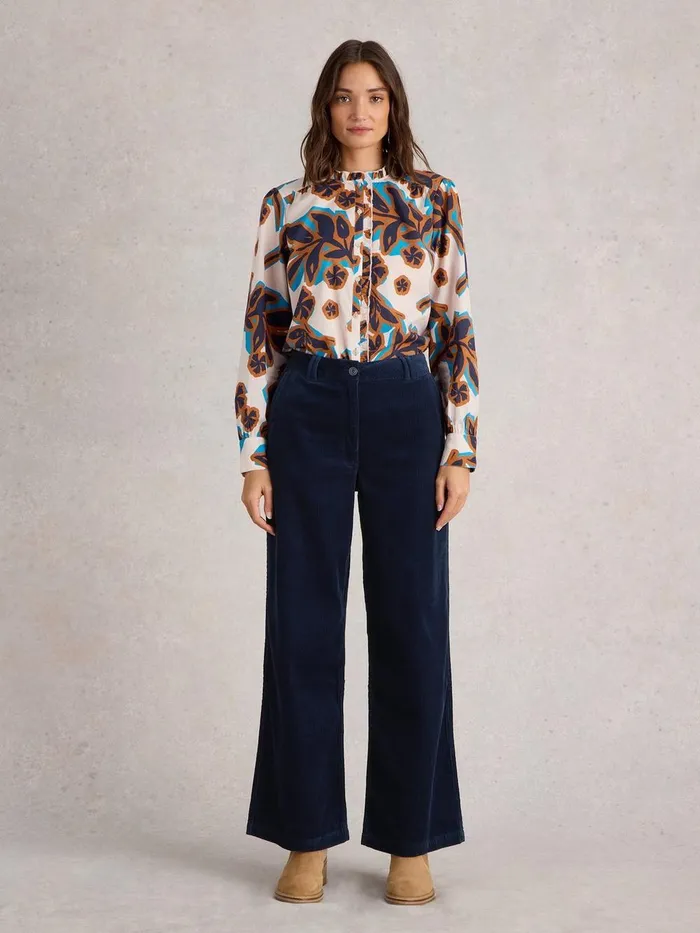 Belle Cord Wide Leg Trouser Dark Navy Women White Stuff Trousers
