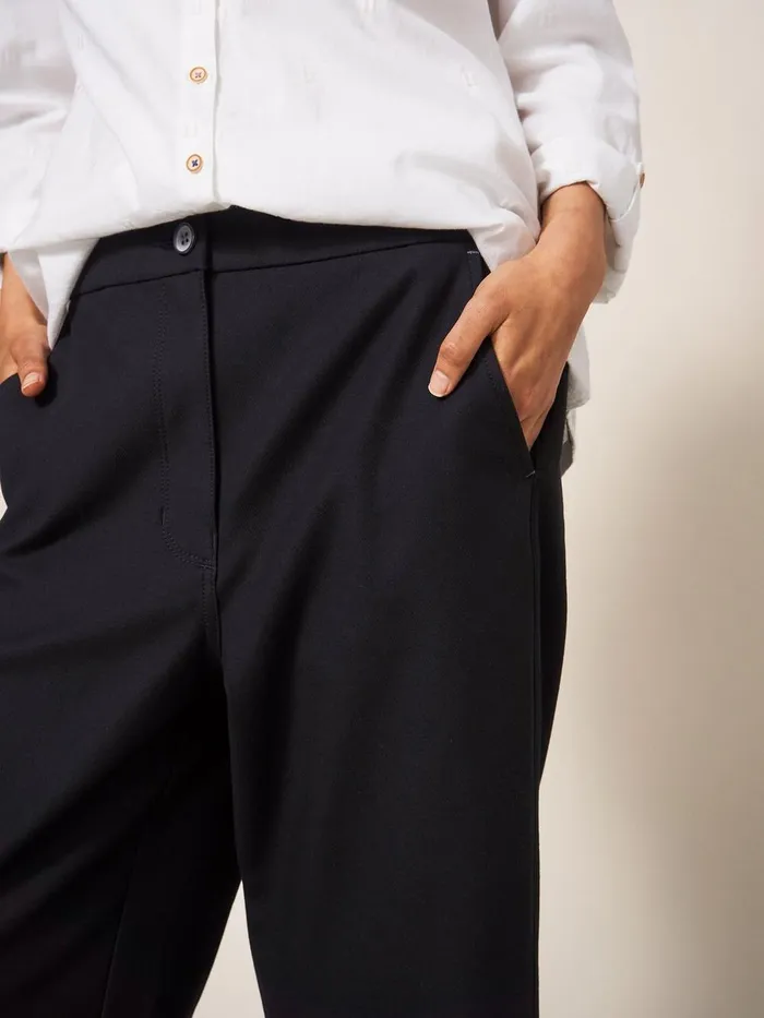 Belle Wide Leg Cropped Trouser Pure Black Women White Stuff Trousers