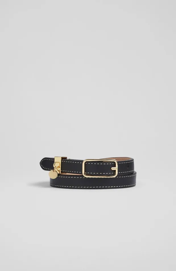 Belts Women LKBennett Molly Black Leather Skinny Belt Belts Women LKBennett Molly Black Leather Skinny Belt